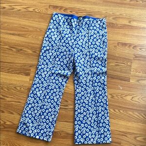 Abthropologie Maeve Margot daisy print kick flare crop pants size large